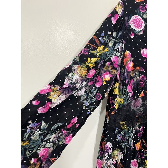 Romantic Whimsigoth Victorian Goth Kimono Dress 00 Floral Fairy Grunge Celestial - Picture 5 of 16